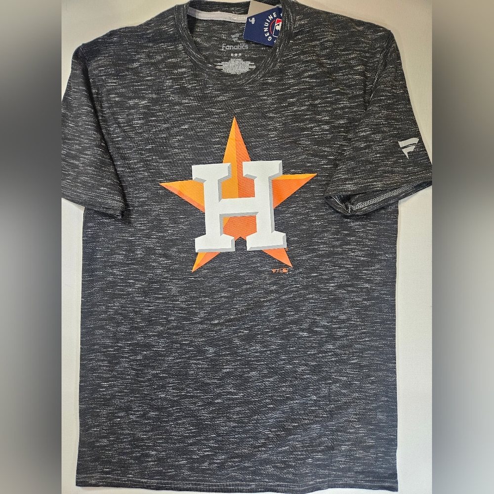 Houston Astros T-shirt Mens Medium Grey Fanatics Orange Team Logo‎ Baseball Tee